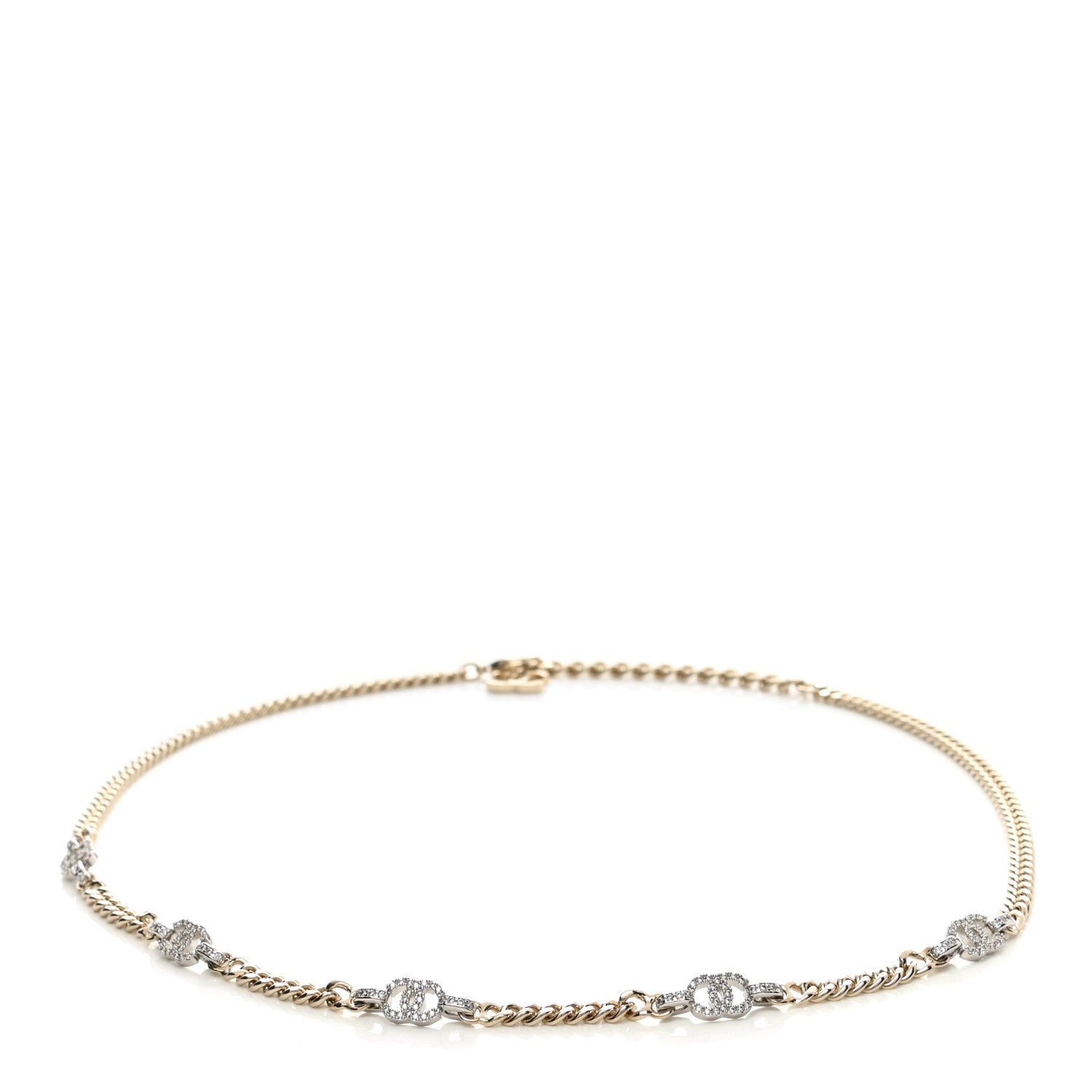 Chanel Crystal CC Chain Links Belt 80 Gold Silver 1 of 4
