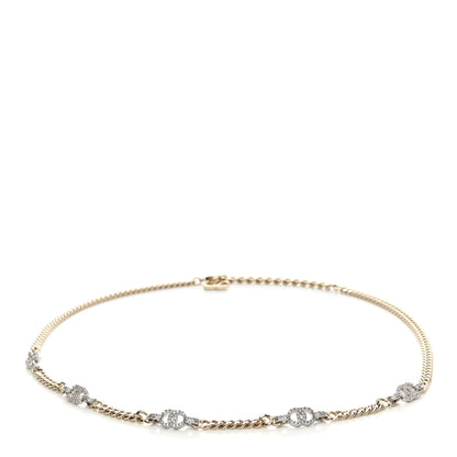 Chanel Crystal CC Chain Links Belt 80 Gold Silver 1 of 4