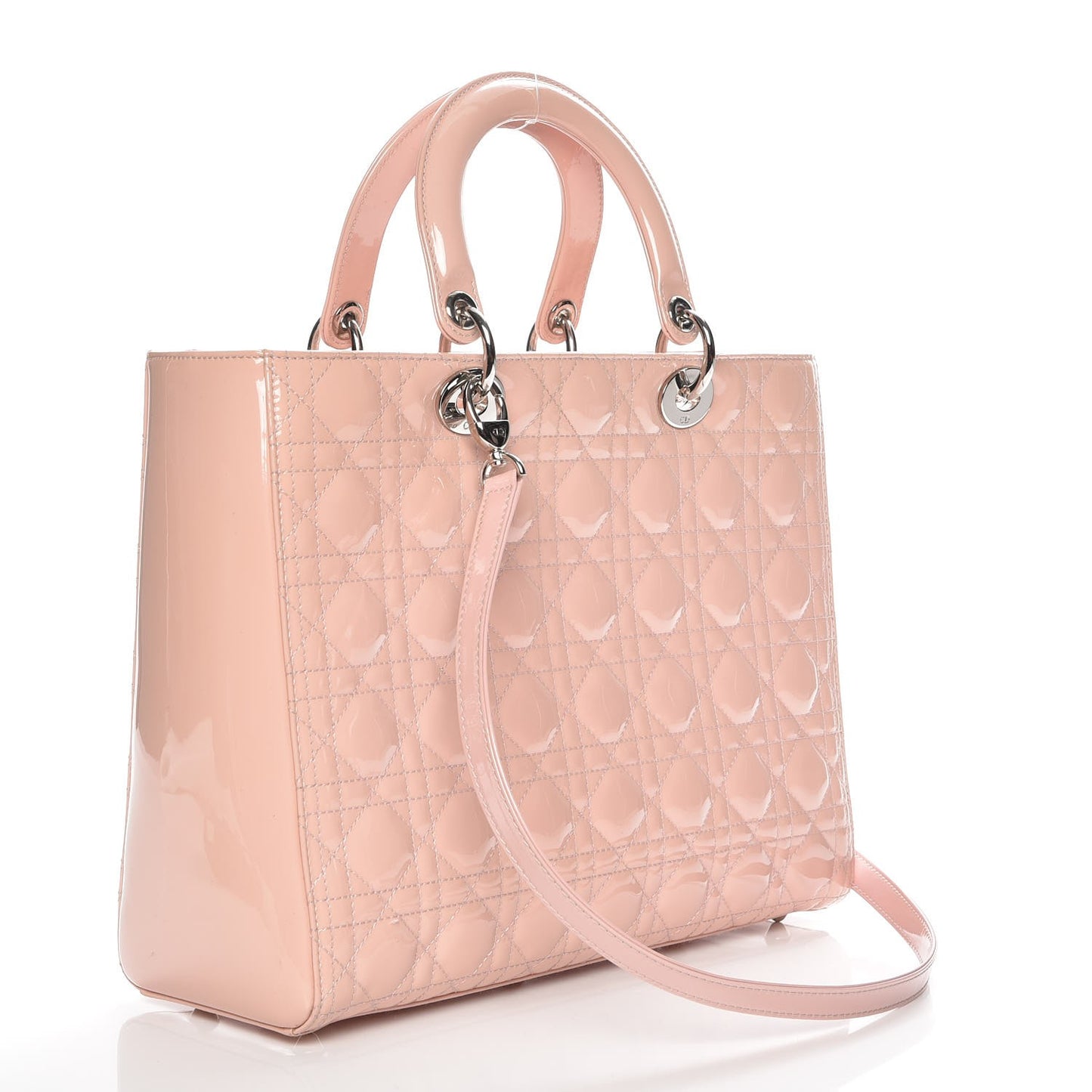 Patent Cannage Large Lady Dior Light Pink