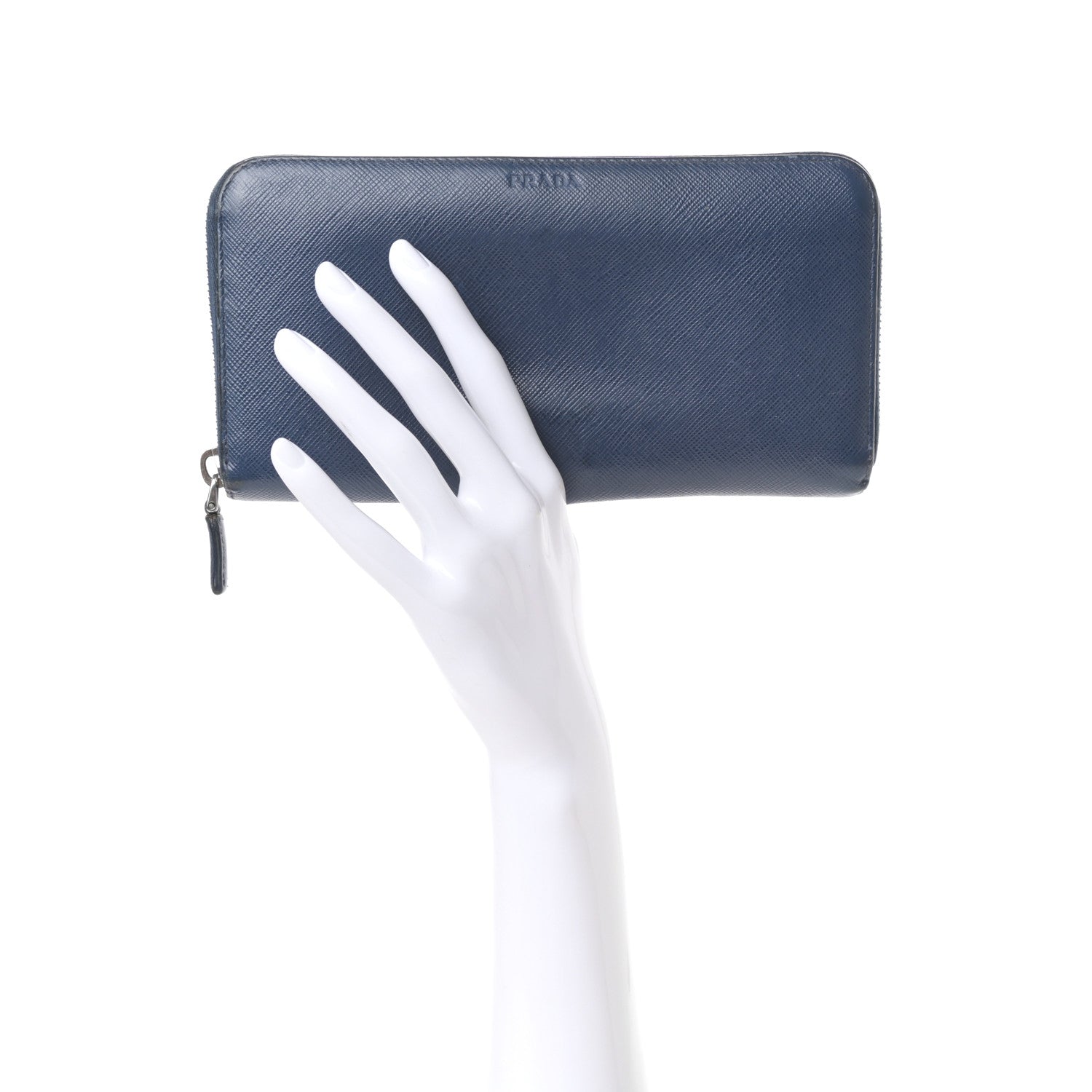 Prada Saffiano Zip Around Wallet Bleuette 2 of 6