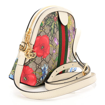 Gucci GG Supreme Monogram Flora Web GG Small Ophidia Dome Shoulder Bag White 3 of 10