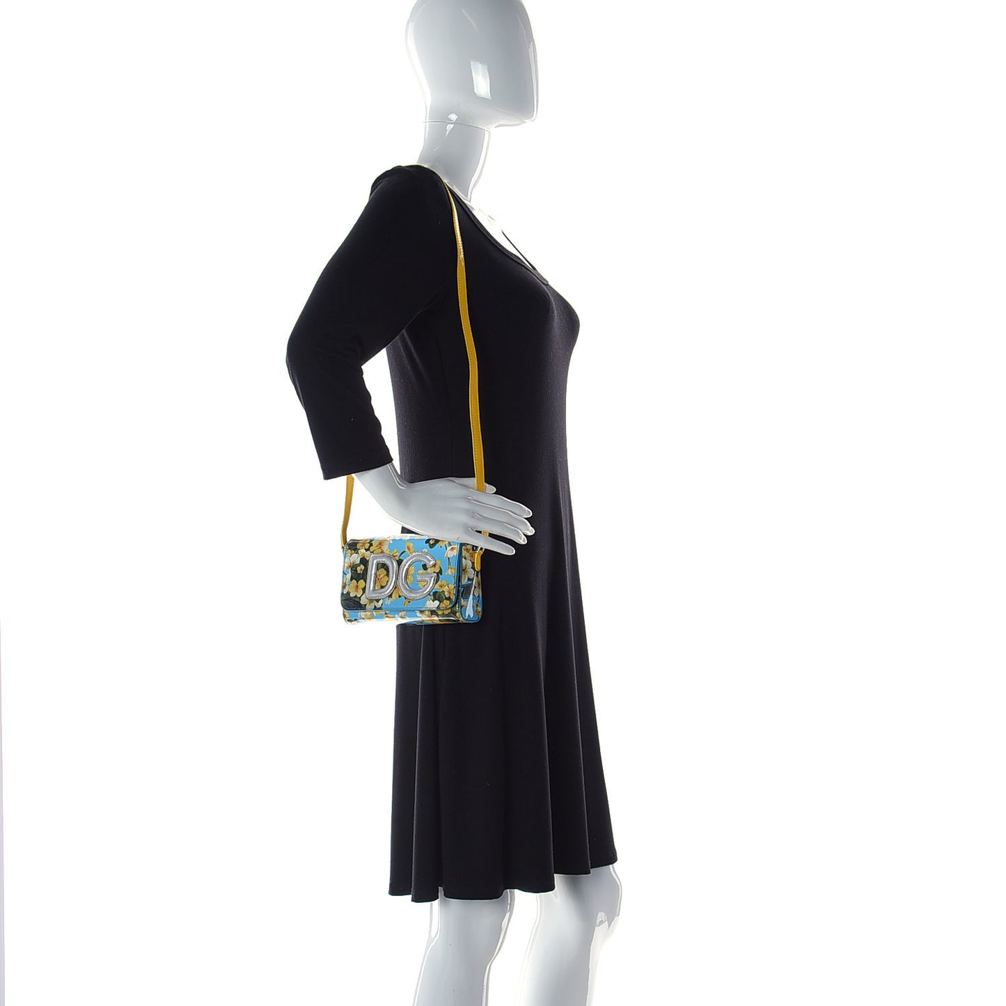 Patent Floral Print DG Girls Crossbody Blue
