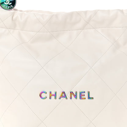 Chanel Shiny Calfskin Quilted Rainbow Small Chanel 22 White 9 of 12