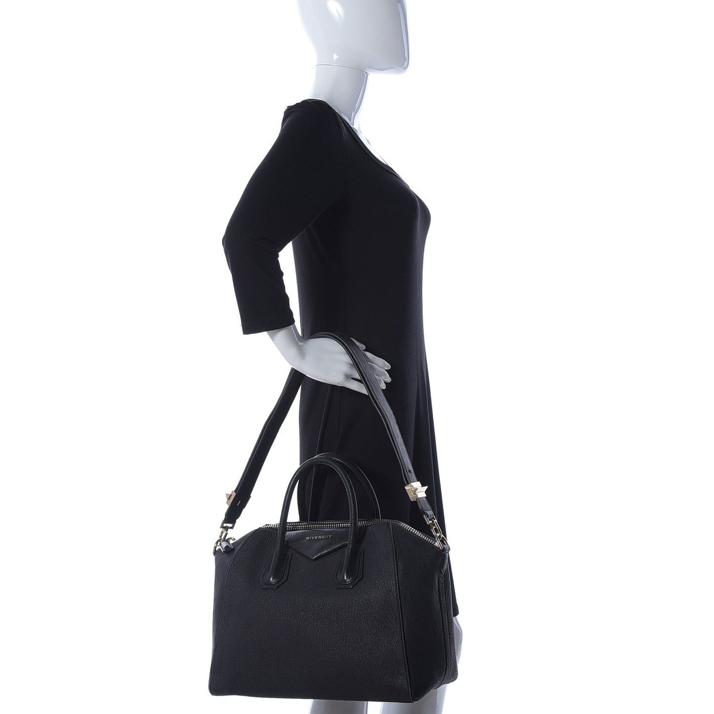 Goatskin Embossed Small Antigona Black