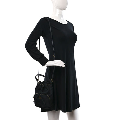 Prada Saffiano Tessuto Nylon Mini Bucket Crossbody Bag Black 2 of 11