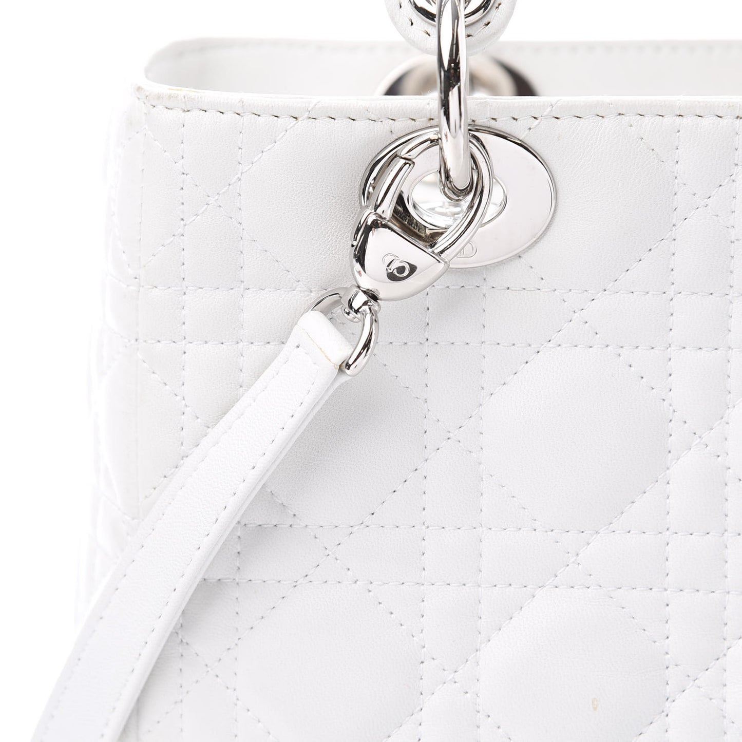 Lambskin Cannage Medium Lady Dior White