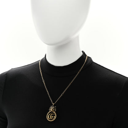 Gucci Metal Lion Head GG Necklace Aged Gold 2 of 5