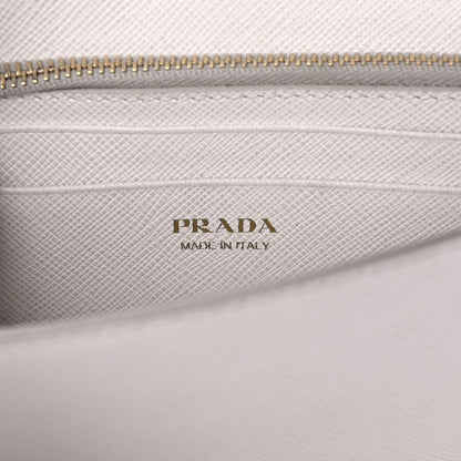 Prada Saffiano Shine Monochrome Mini Flap Crossbody Wristlet Bag Bianco 6 of 20