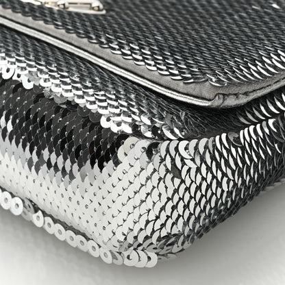 Miu Miu Paillettes Crystal Sequin Flap Argento 9 of 9