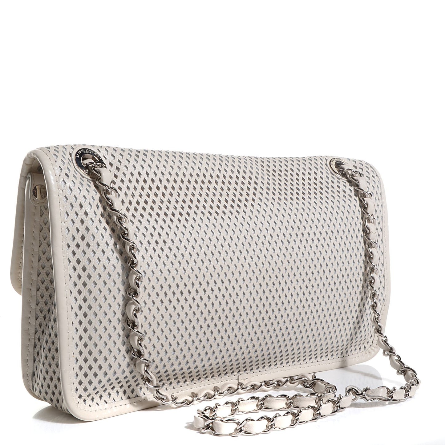 Perforated Calfskin Up In The Air Flap Ivory