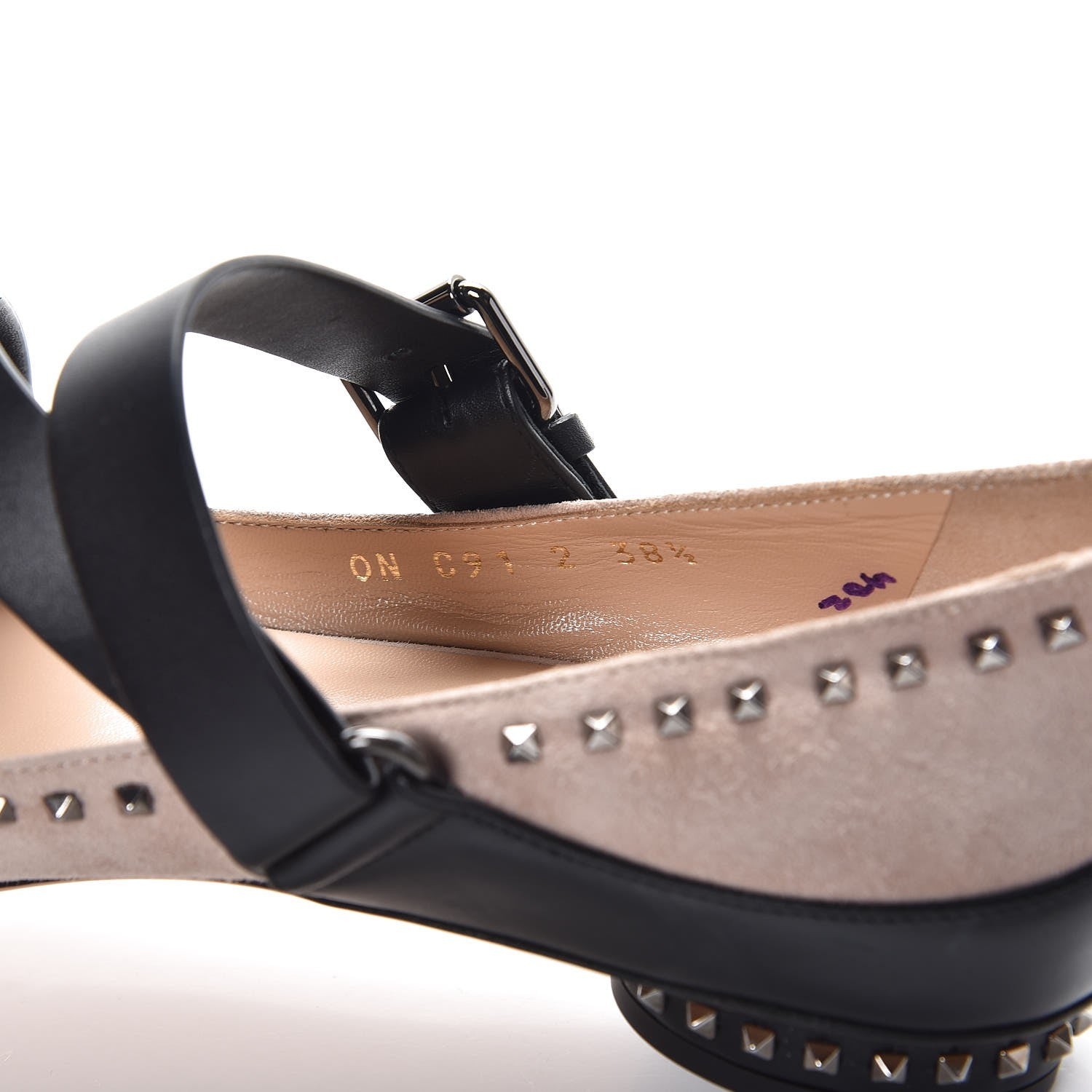 Valentino Garavani Suede Soul Rockstud Strappy Ballerina Flats 38.5 Poudre Black 9 of 11