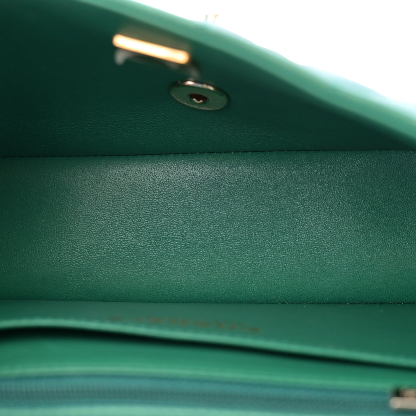 Iridescent Calfskin Quilted Mini Rectangular Flap Green