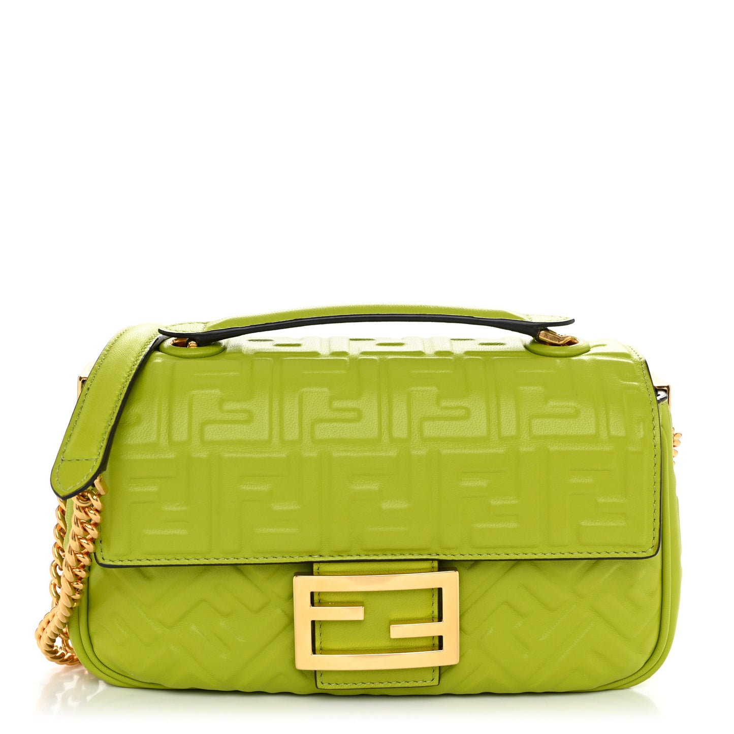 Nappa FF Embossed Small Midi Chain Baguette Wasabi