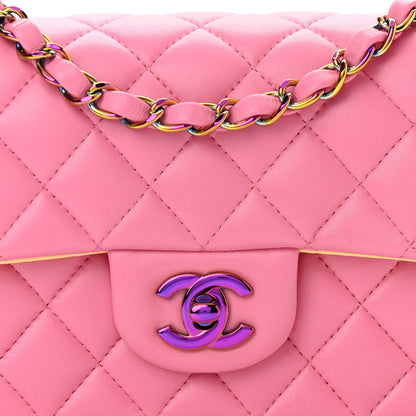 Chanel Lambskin Quilted Mini Rectangular Flap Pink Yellow 8 of 11