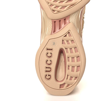 Gucci Tela Retino Mesh Crystal Suede GG Monogram Womens Gucci Run Sneakers 38 Light Powder Skin Rose Silver 7 of 10