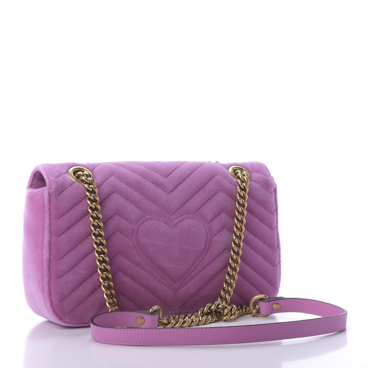Gucci Velvet Matelasse Marquise Crystals Embroidered Small GG Marmont Shoulder Bag Malva 3 of 9