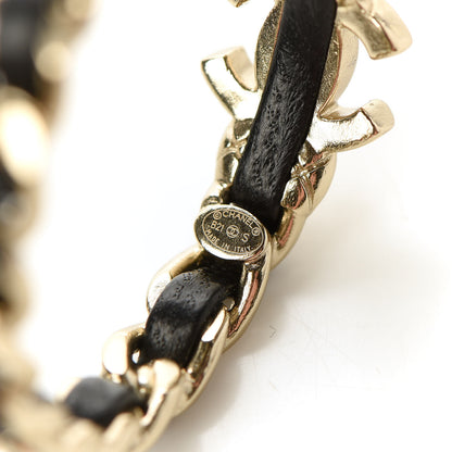 Chanel Lambskin CC Turnlock Chain Hoop Earrings Gold Black 4 of 5