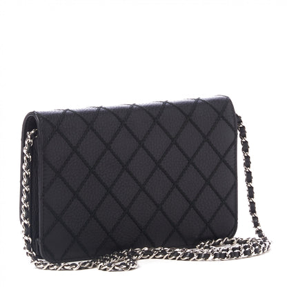Chanel Calfskin Whipstitch Wallet On Chain WOC Black 2 of 9