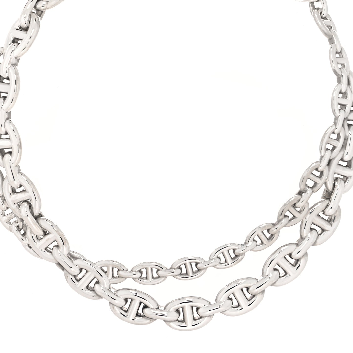 Sterling Silver Chaine d'Ancre Enchainee Collar Necklace