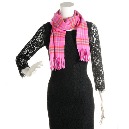 Burberry Cashmere Check Fringe Scarf Pink 2 of 5