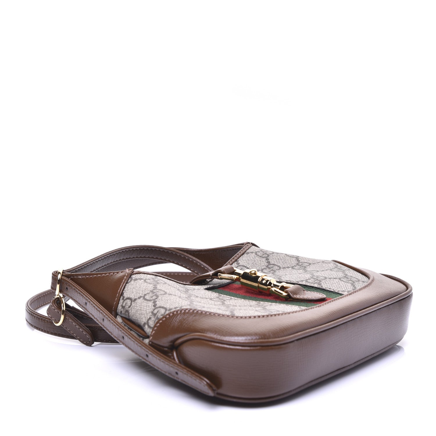 Gucci GG Supreme Monogram Azalea Calfskin Web Mini Jackie 1961 Hobo Beige Ebony Brown Sugar 4 of 14