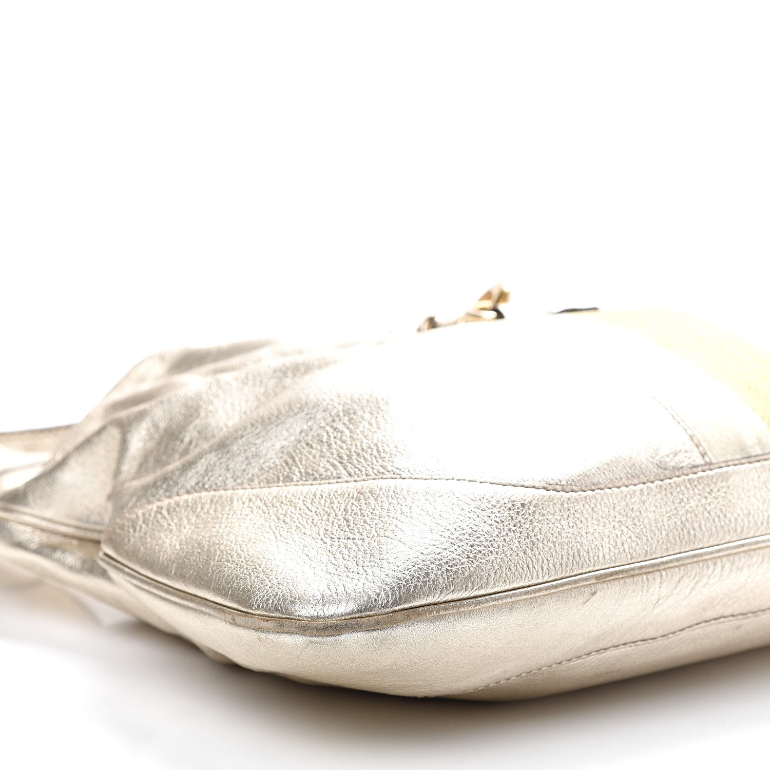 Gucci Metallic Calfskin Web Large Jackie O Bouvier Hobo Gold 12 of 18