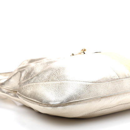Gucci Metallic Calfskin Web Large Jackie O Bouvier Hobo Gold 12 of 18