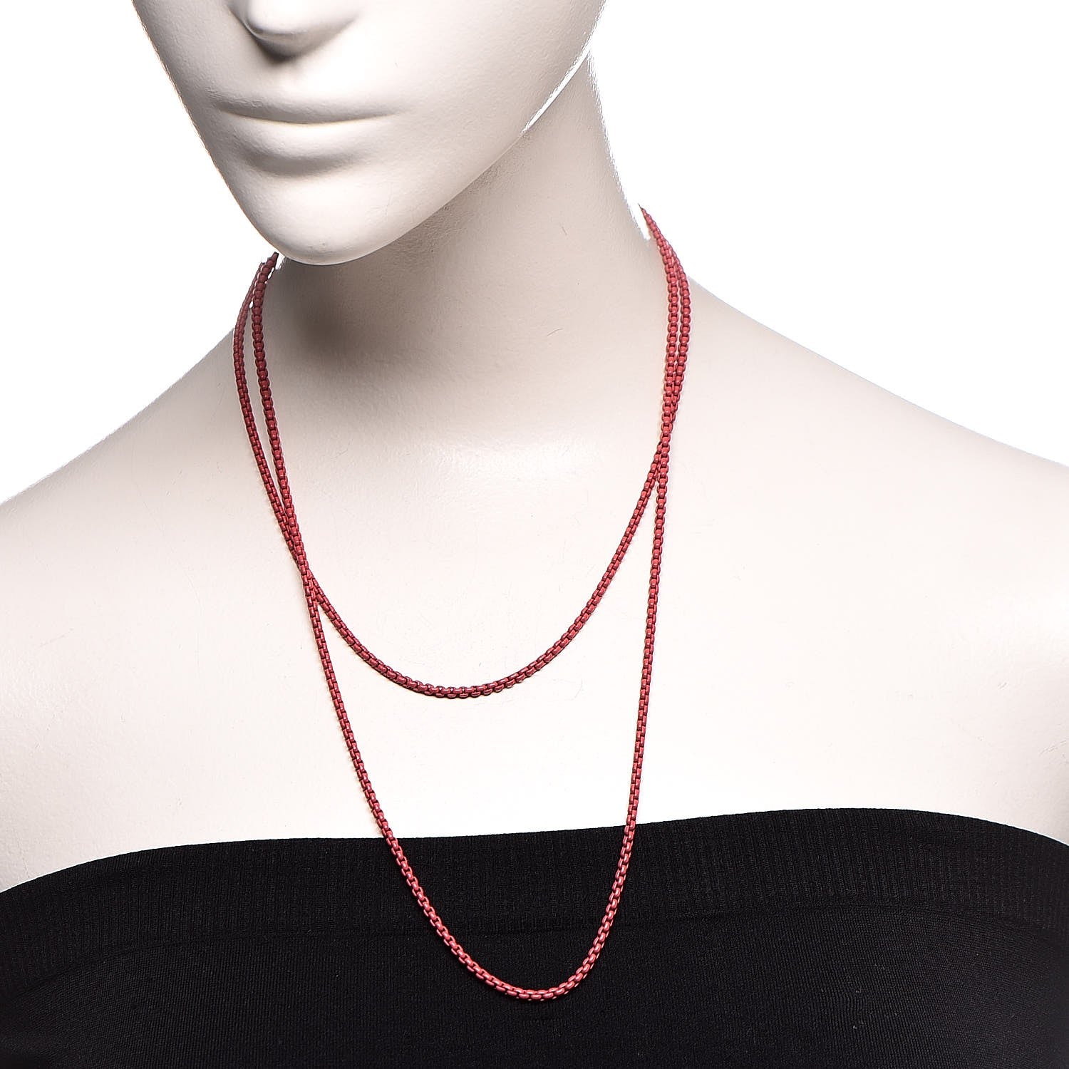 David Yurman Stainless Steel Acrylic 14K Rose Gold Bel Aire Chain Necklace Coral 2 of 7