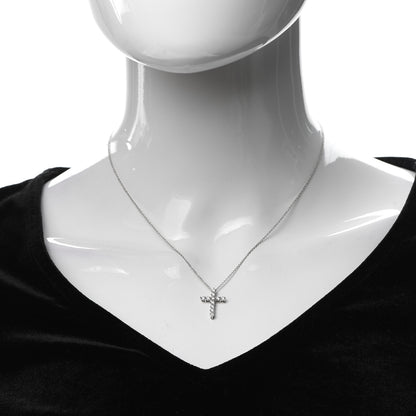 Tiffany Platinum Diamond Small Cross Pendant Necklace 2 of 6