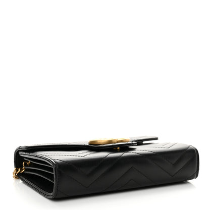 Gucci Calfskin Matelasse GG Marmont Chain Wallet Black 3 of 11
