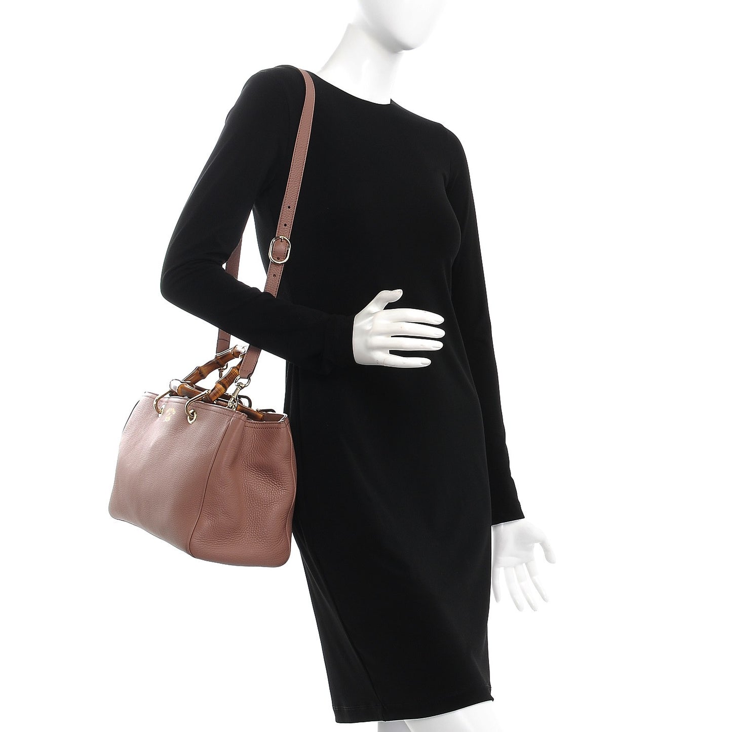 Pebbled Calfskin Medium Bamboo Shopper Tote Rosy Phard