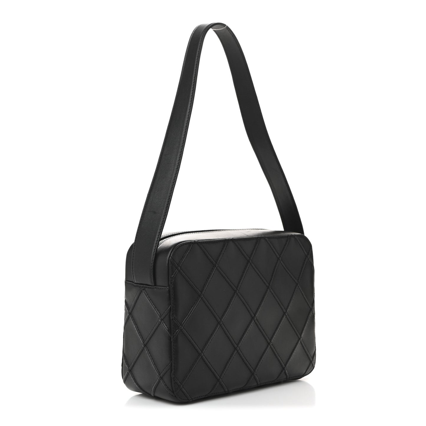Lambskin Stitched Camera Case Black
