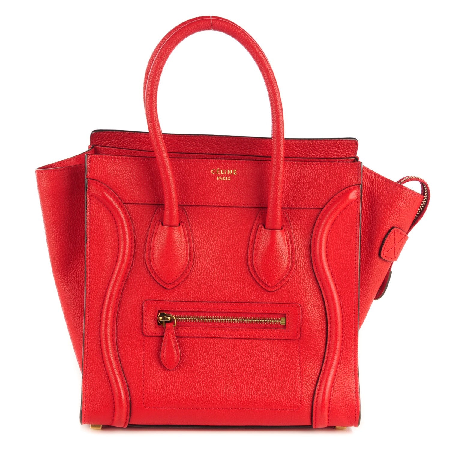 Celine Drummed Calfskin Micro Luggage Coquelicot 1 of 7