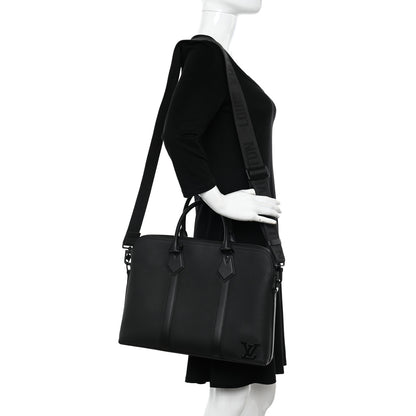 Louis Vuitton Calfskin Aerogram Takeoff Briefcase Black 2 of 11