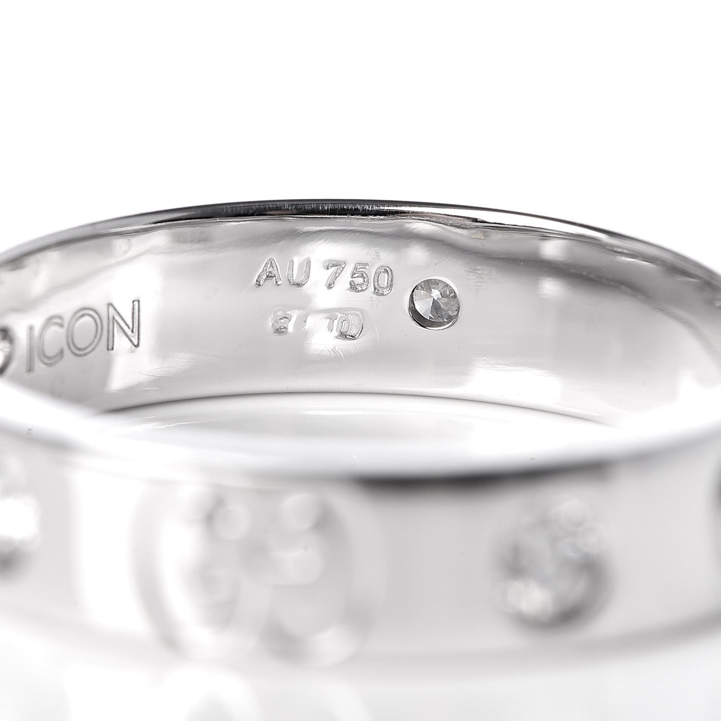 18K White Gold Diamond Icon Thin Band Ring 49 4.75