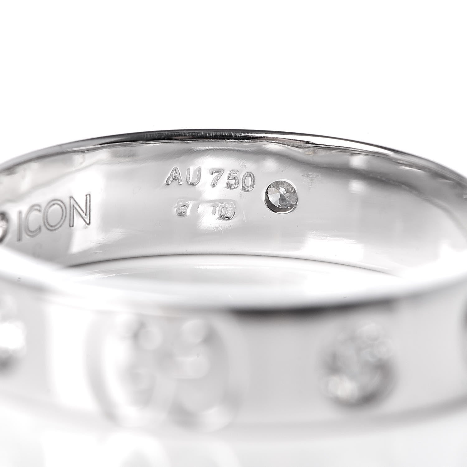 Gucci 18K White Gold Diamond Icon Thin Band Ring 49 4.75 5 of 6