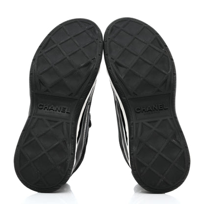 Chanel Velvet Calfskin Mixed Fibers CC Sneakers 38 Black 5 of 9