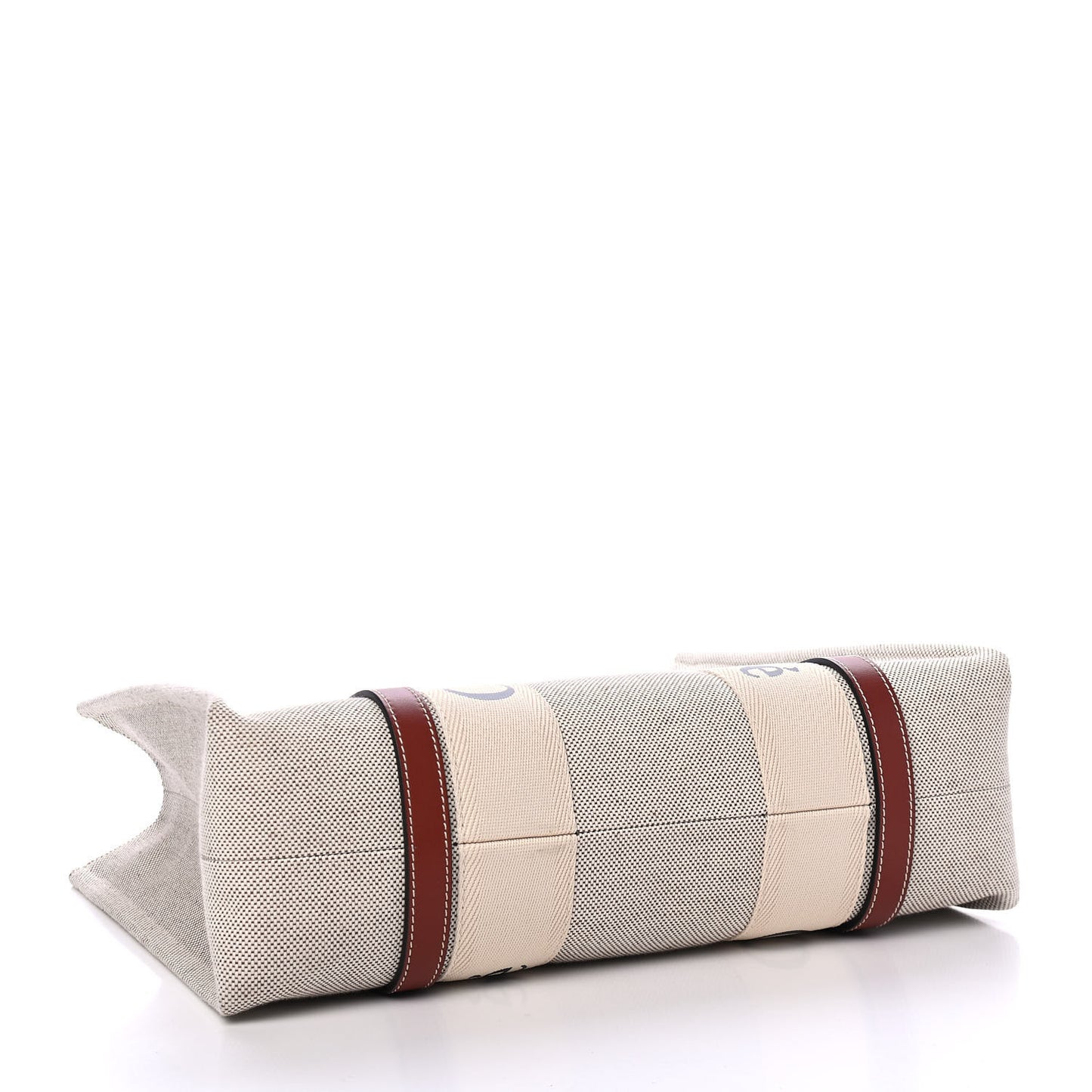 Cotton Calfskin Medium Woody Ribbon Tote White Brown