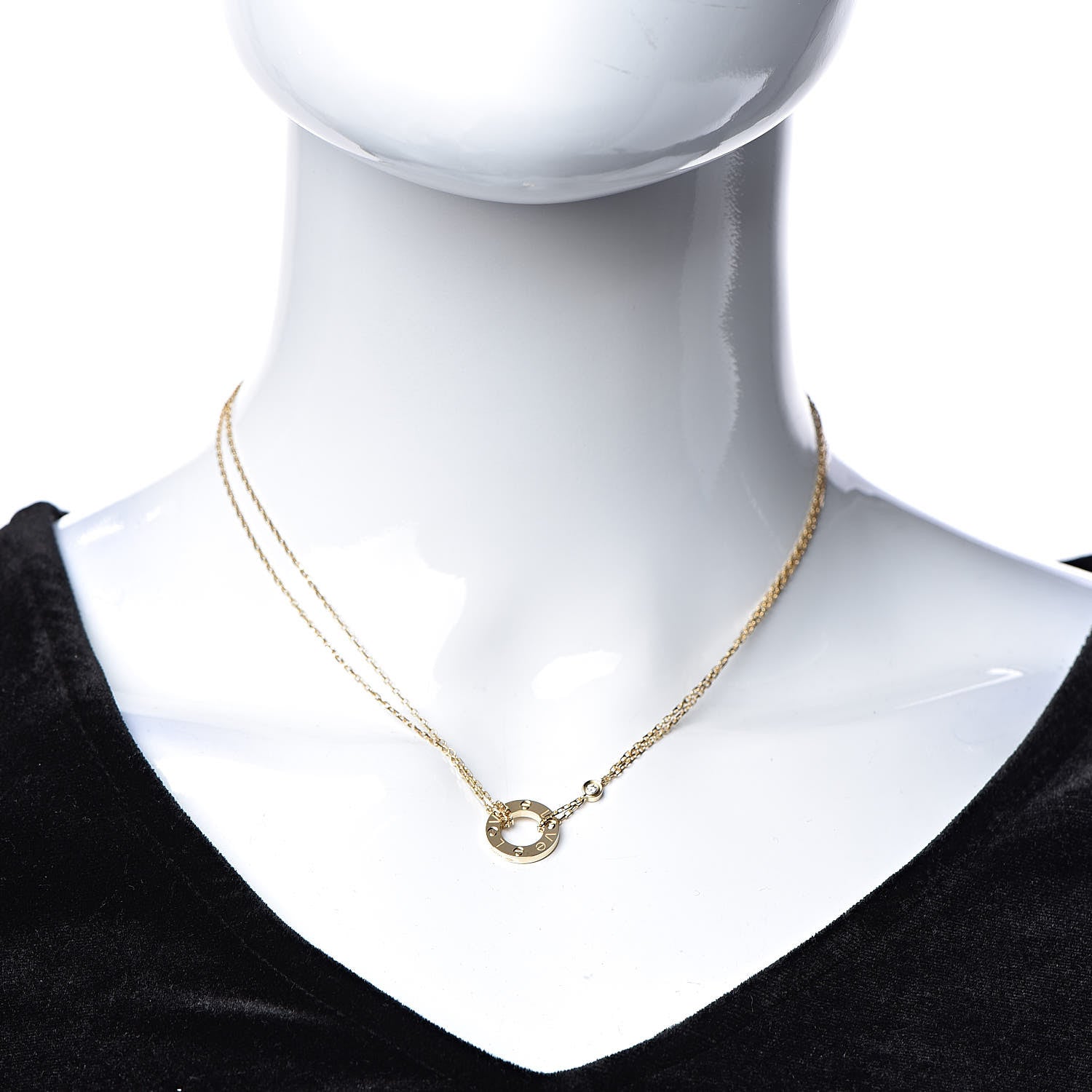 Cartier 18K Yellow Gold 2 Diamond LOVE Necklace 2 of 10