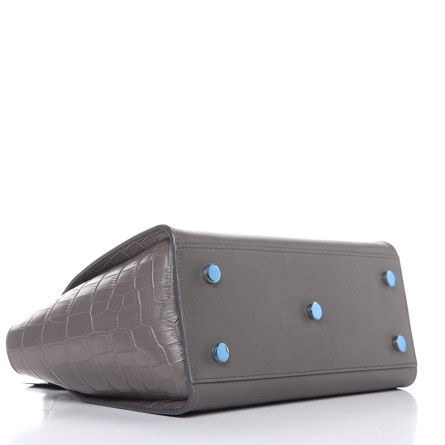 Saint Laurent Smooth Calfskin Crocodile Embossed Baby Monogram Downtown Cabas Earth 4 of 6