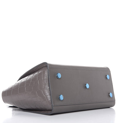 Saint Laurent Smooth Calfskin Crocodile Embossed Baby Monogram Downtown Cabas Earth 4 of 6