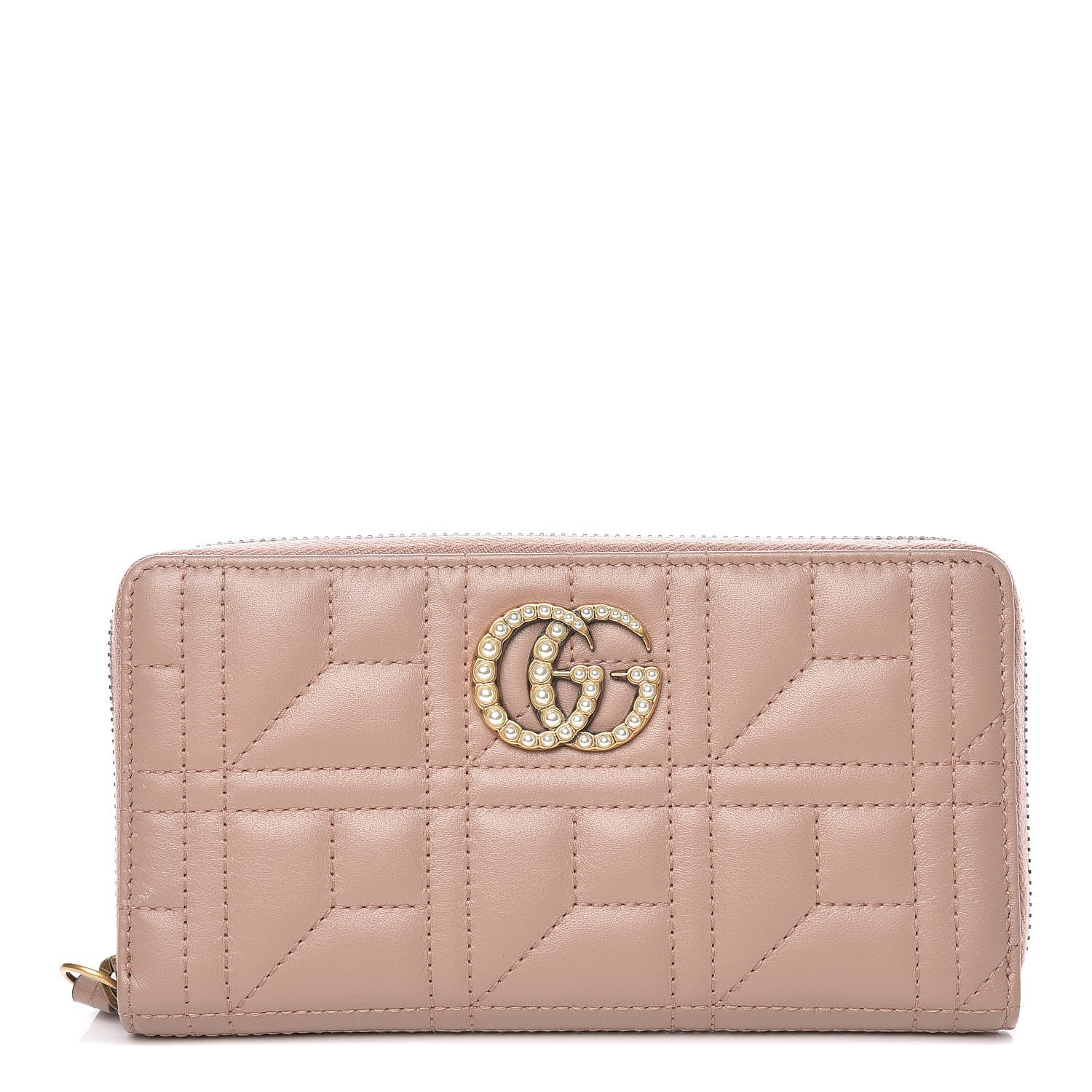 Gucci Calfskin Matelasse Pearly GG Marmont Zip Around Wallet Porcelain Rose 1 of 8