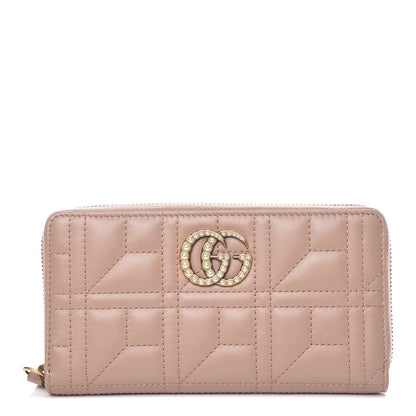 Gucci Calfskin Matelasse Pearly GG Marmont Zip Around Wallet Porcelain Rose 1 of 8