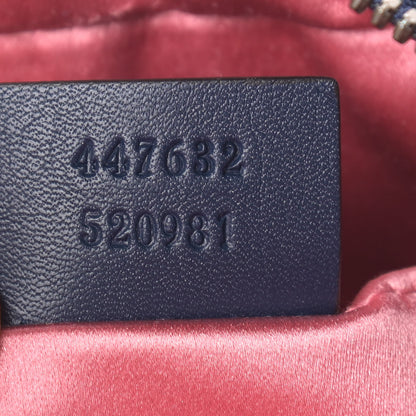 Gucci Denim Matelasse Pearl Studded Small GG Marmont Chain Shoulder Bag Blue 7 of 9