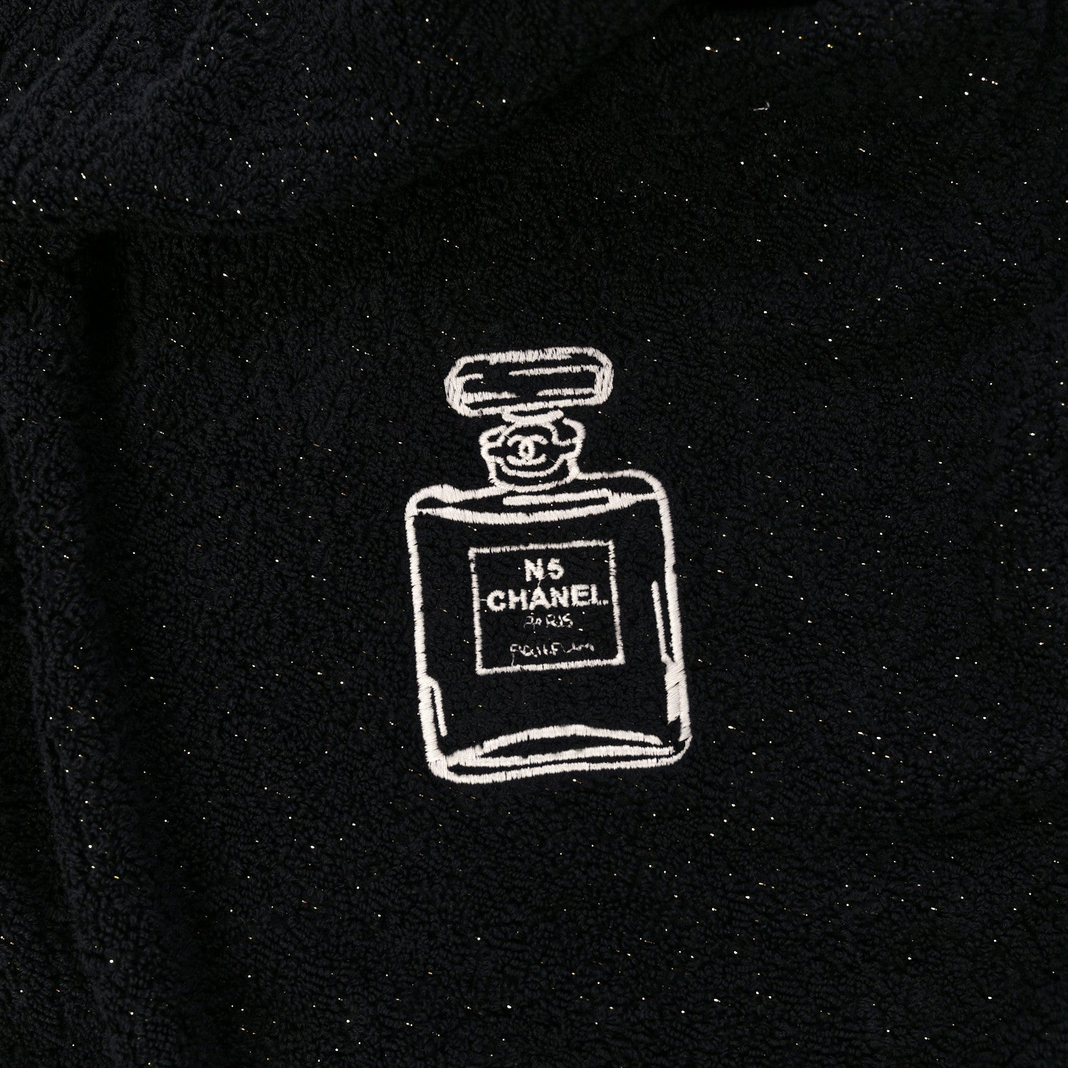 Chanel Terry Cotton CC Beach Tote Towel Set Black 13 of 16
