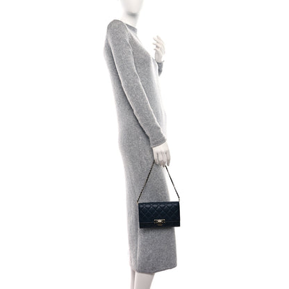 Chanel Lambskin Quilted Golden Class Clutch with Chain Navy Blue 2 of 10