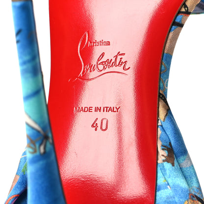 Christian Louboutin Crepe Satin Greekaba Du Desert 110 Sandal 40 Blue Multicolor 6 of 7