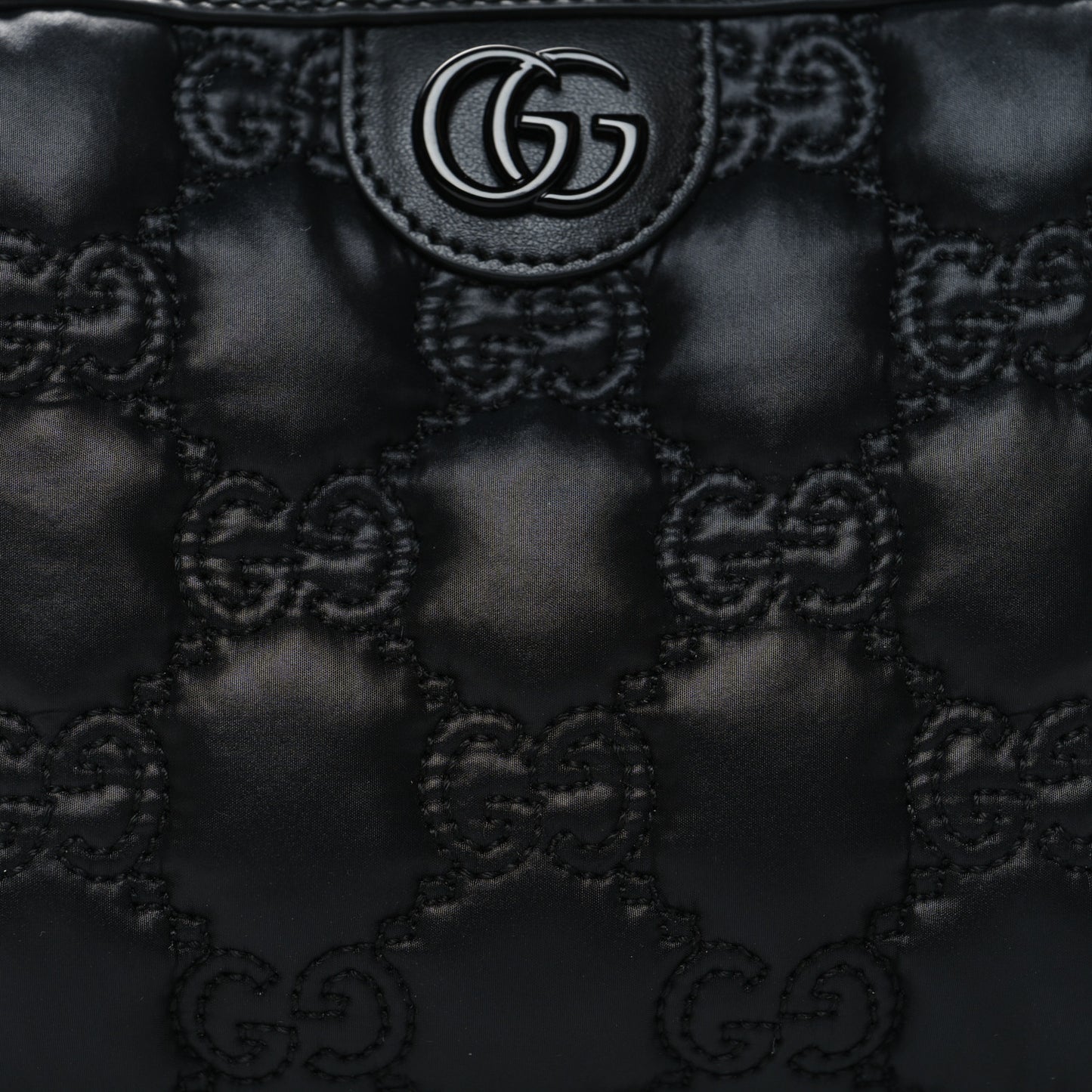 Nylon Calfskin Enamel GG Matelasse Beauty Case Black
