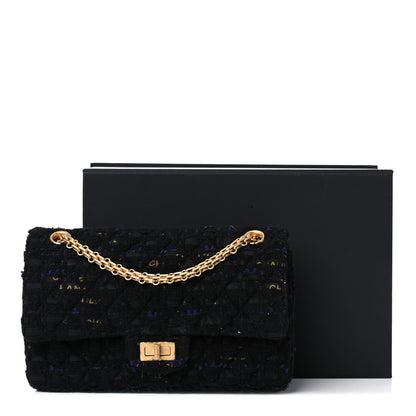 Chanel Tweed Quilted 2.55 Reissue 225 Flap Black Gold Navy 11 of 11