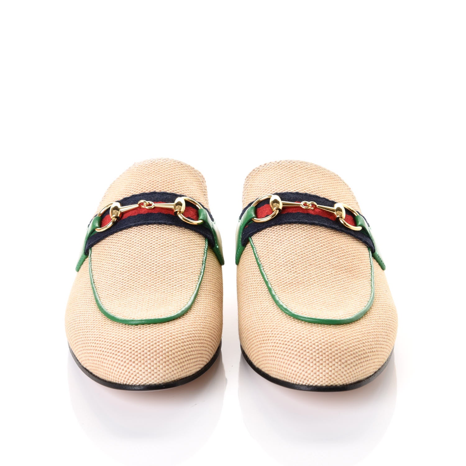 Gucci Canvas Vintage Charlotte Web Womens Princetown Slippers 37 Sand New Shamarock 3 of 10